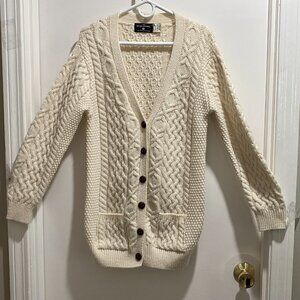 The Irish Store Cable Chunky Knit 90s Heritage Academia Wool Cardigan Sweater M